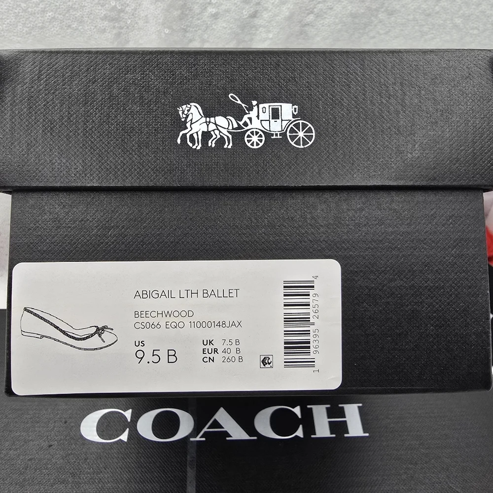 Coach Abigail Smooth Leather Ballet Flats Classic Casual Neutral Beechwood 9.5